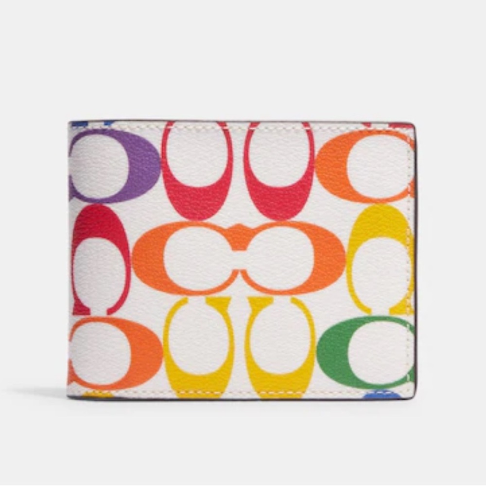 NWT COACH 3 in 1 Wallet in Rainbow Signature Canvas